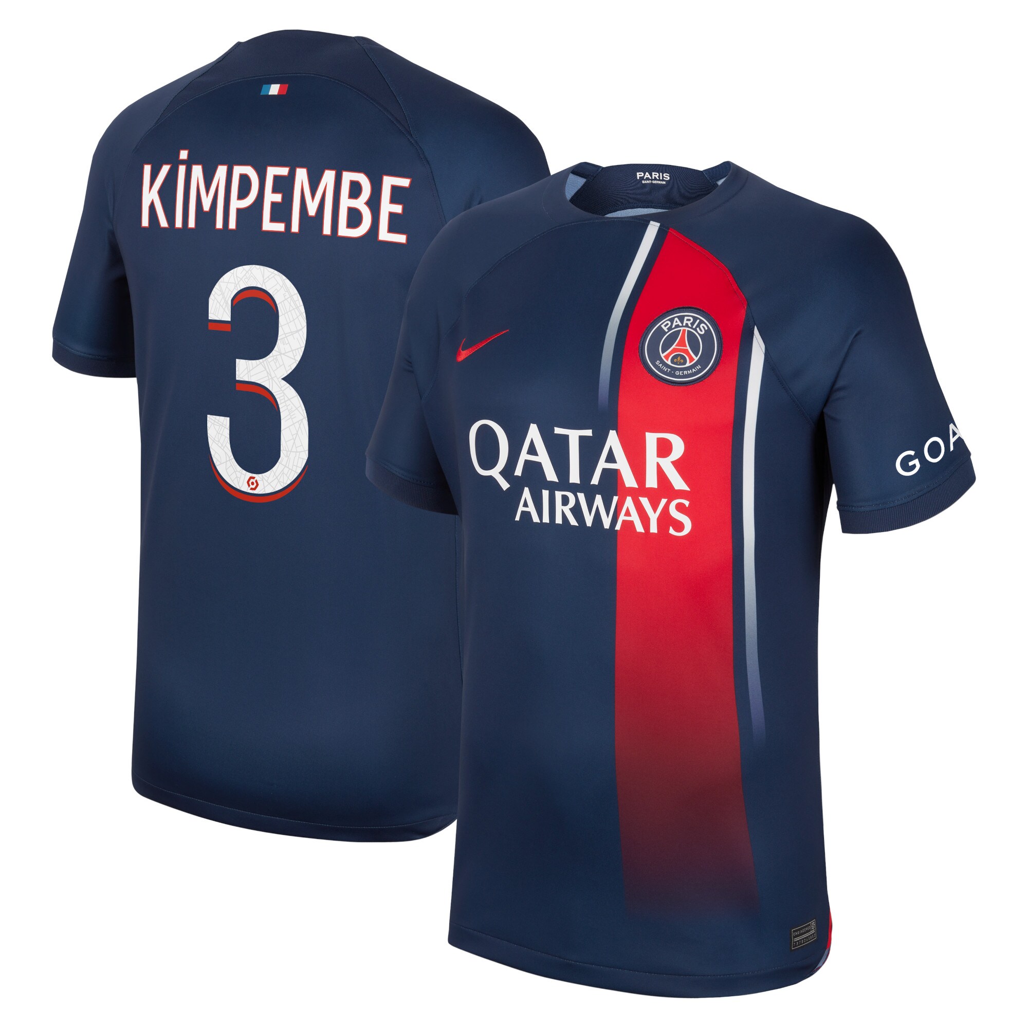 Paris Saint-Germain Home Stadium Shirt 2023-24 with Kimpembe 3 printing