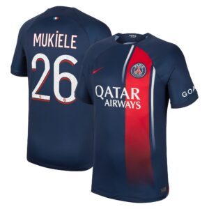 Paris Saint-Germain Home Stadium Shirt 2023-24 with Mukiele 26 printing