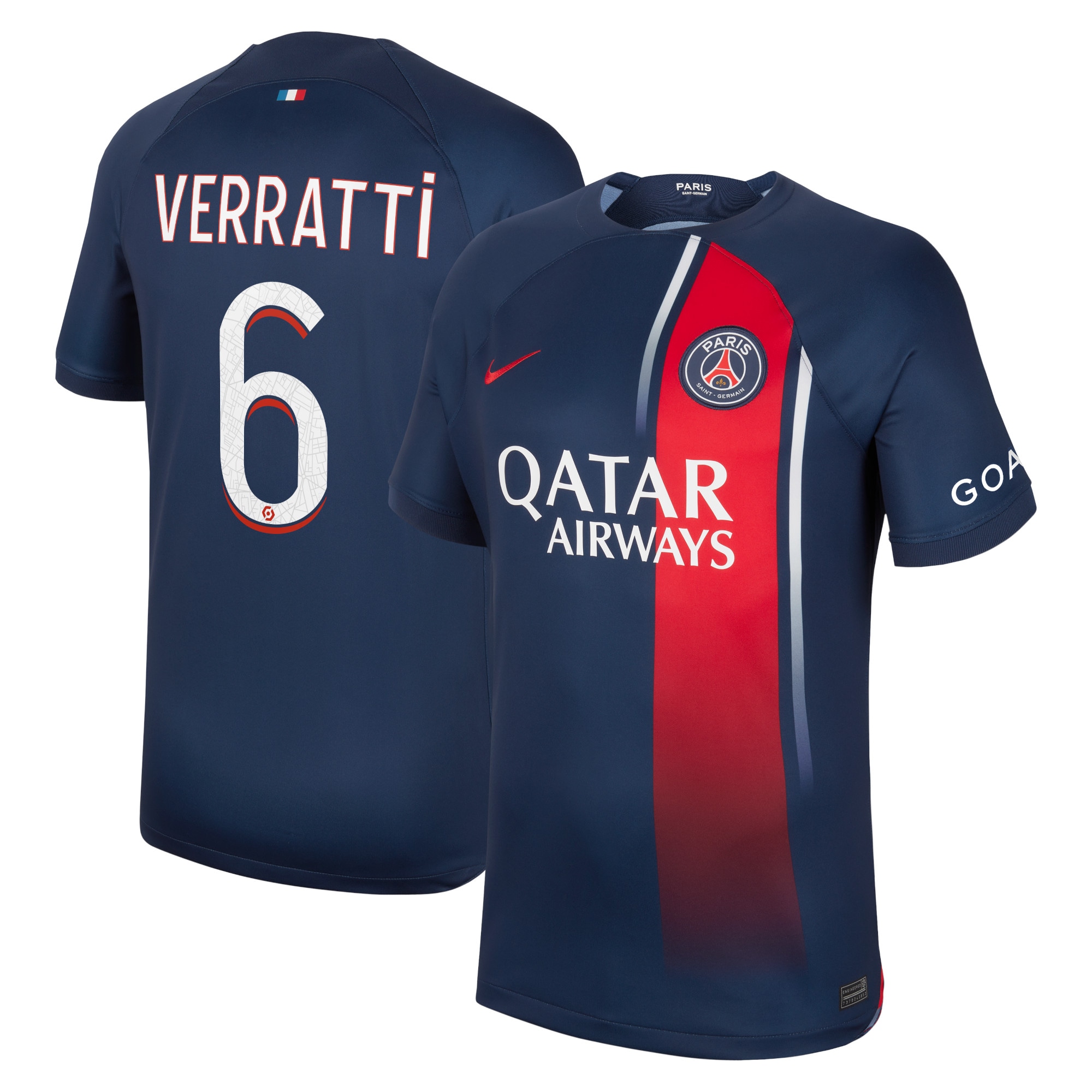 Paris Saint-Germain Home Stadium Shirt 2023-24 with Verratti 6 printing