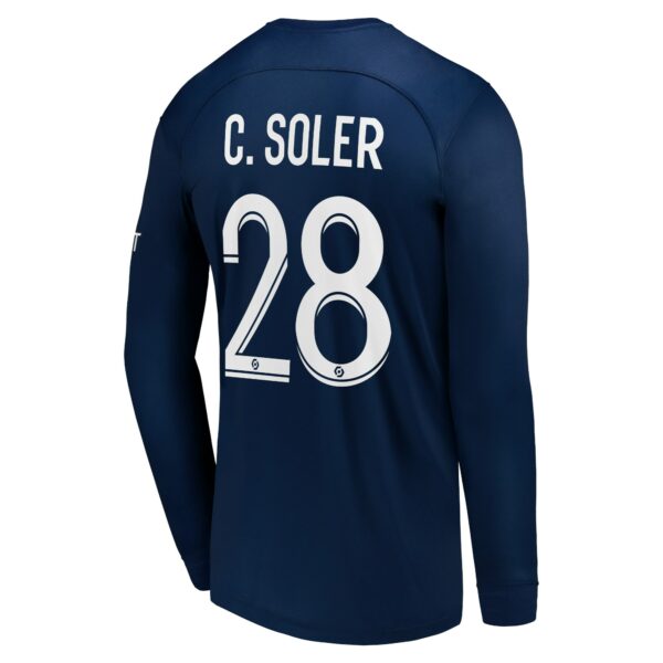 Paris Saint-Germain Home Stadium Shirt Long Sleeve 2022-23 with Soler 28 printing