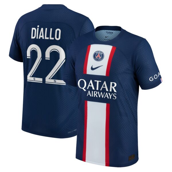 Paris Saint-Germain Home Vapor Match Shirt 2022-23 with Diallo 22 printing