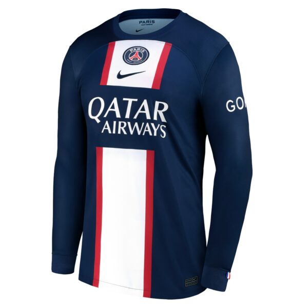 Paris Saint-Germain LS Home Stadium Shirt 2022-23 with Mbappé 7 printing