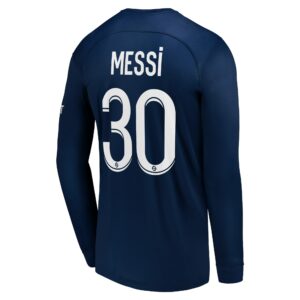 Paris Saint-Germain LS Home Stadium Shirt 2022-23 with Messi 30 printing