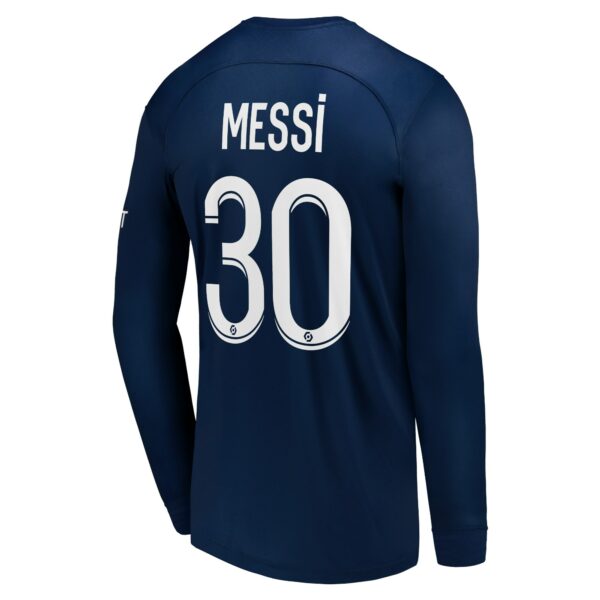 Paris Saint-Germain LS Home Stadium Shirt 2022-23 with Messi 30 printing