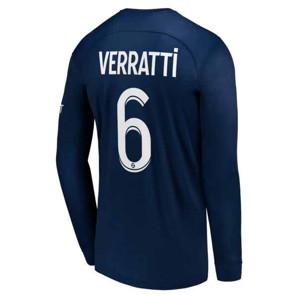 Paris Saint-Germain LS Home Stadium Shirt 2022-23 with Verratti 6 printing