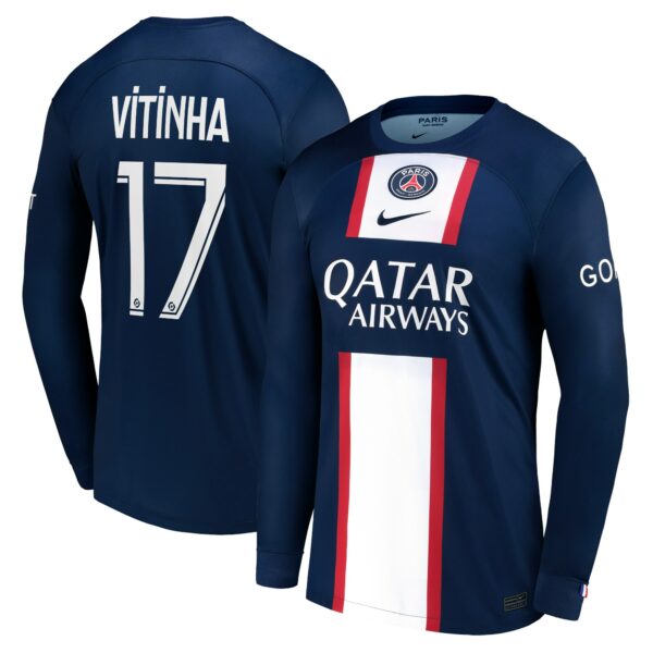Paris Saint-Germain LS Home Stadium Shirt 2022-23 with Vitinha 17 printing