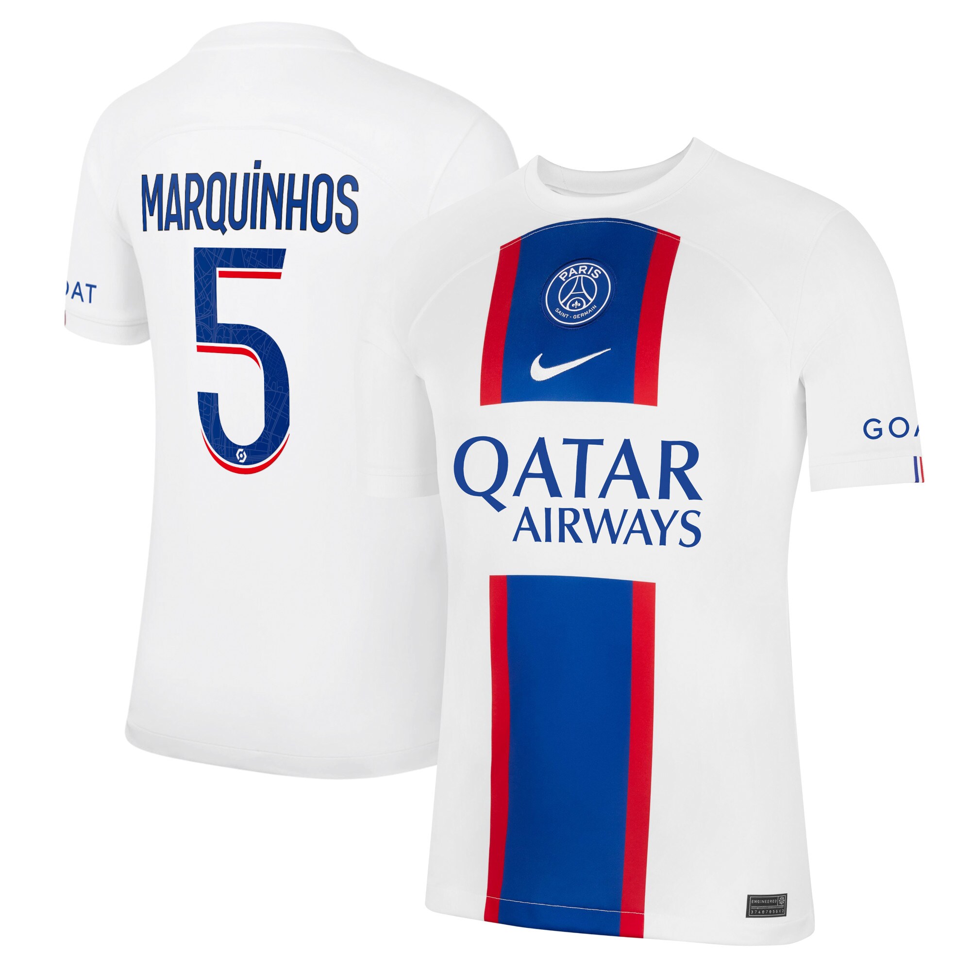 Paris Saint-Germain Third Stadium Shirt 2022-23 with Marquinhos 5 printing