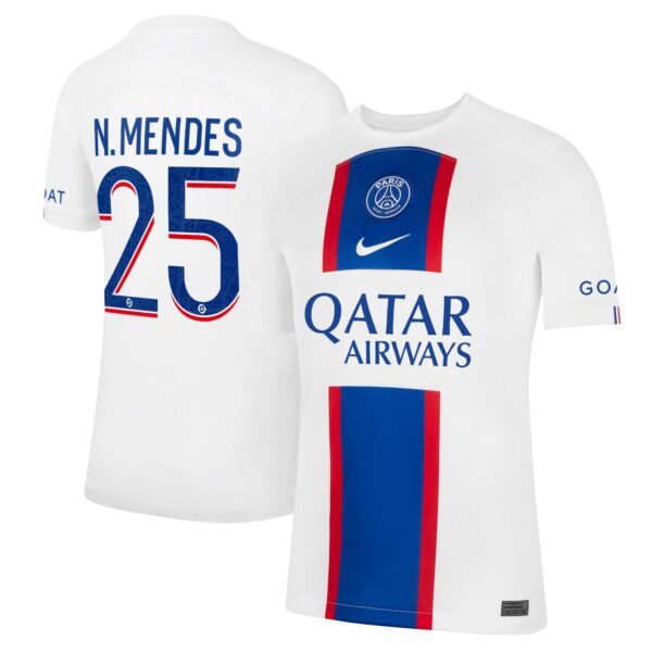 Paris Saint-Germain Third Stadium Shirt 2022-23 with N.Mendes 25 printing
