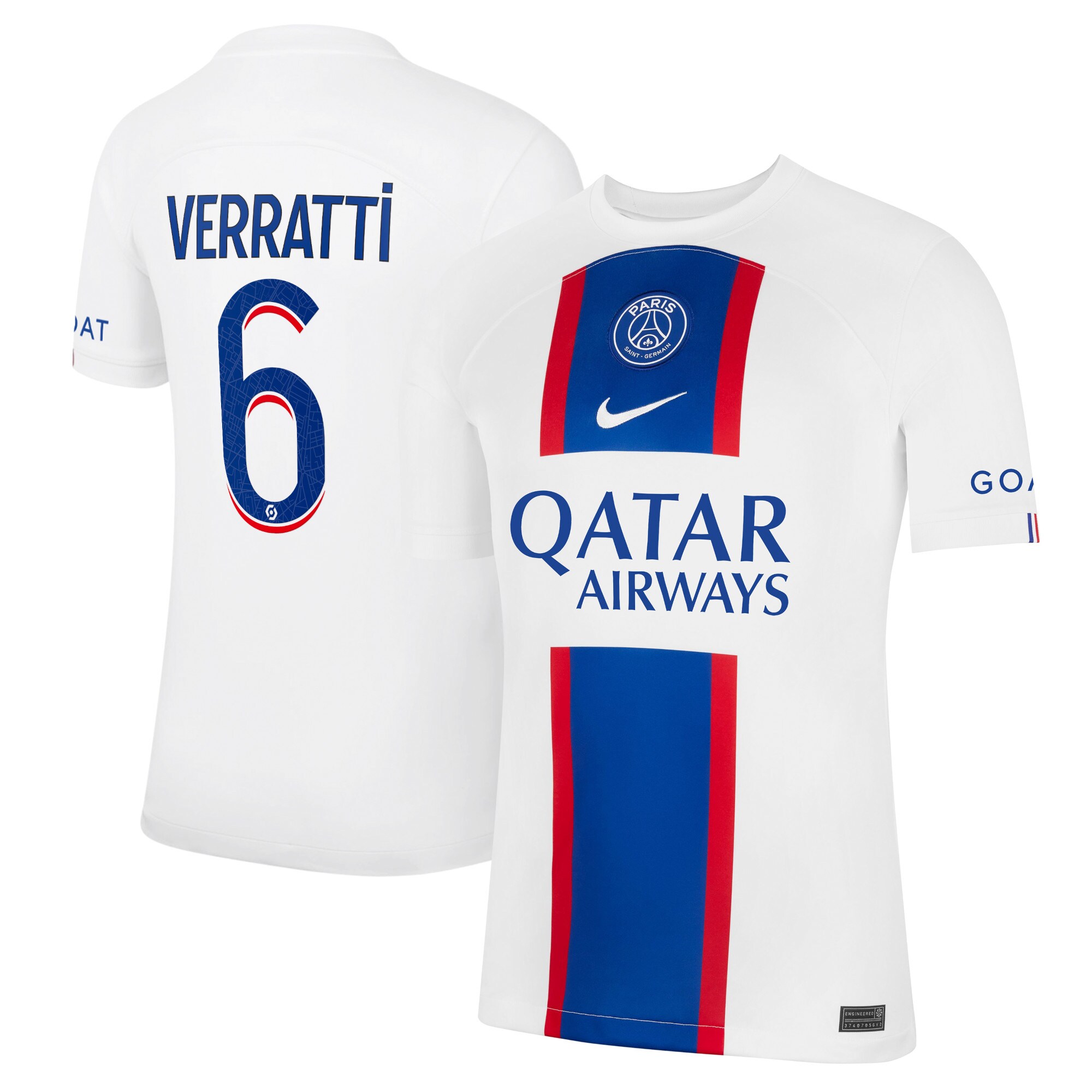 Paris Saint-Germain Third Stadium Shirt 2022-23 with Verratti 6 printing