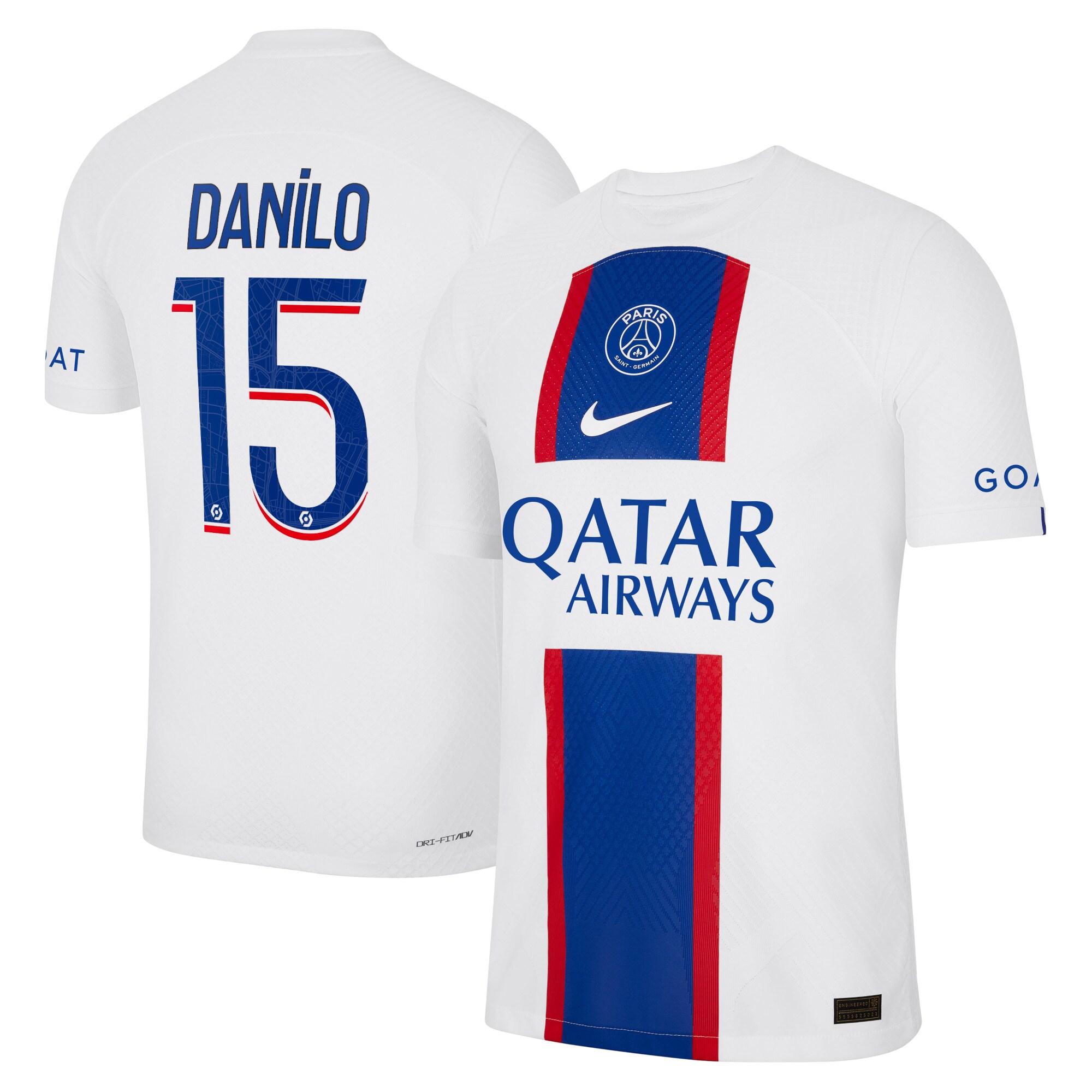 Paris Saint-Germain Third Vapor Match Shirt 2022-23 with Danilo 15 printing