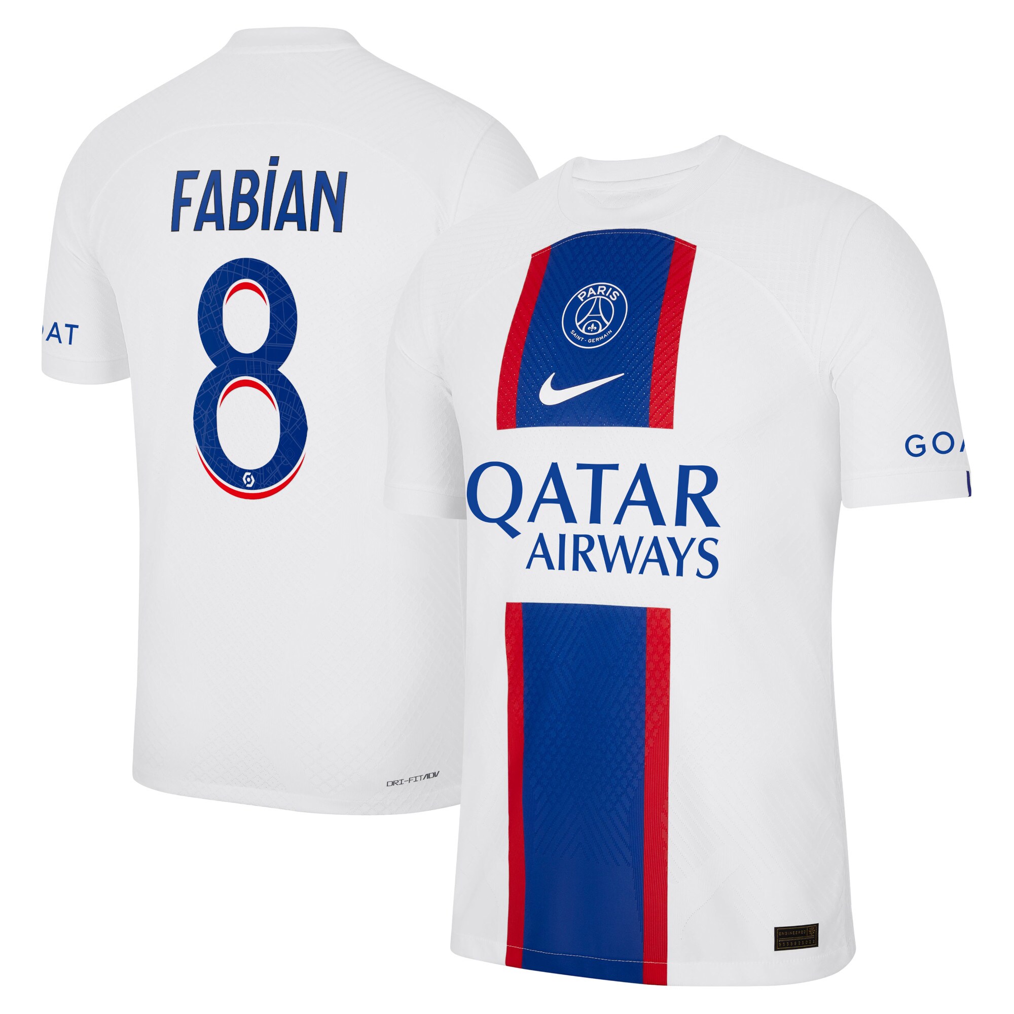 Paris Saint-Germain Third Vapor Match Shirt 2022-23 with Fabian 8 printing