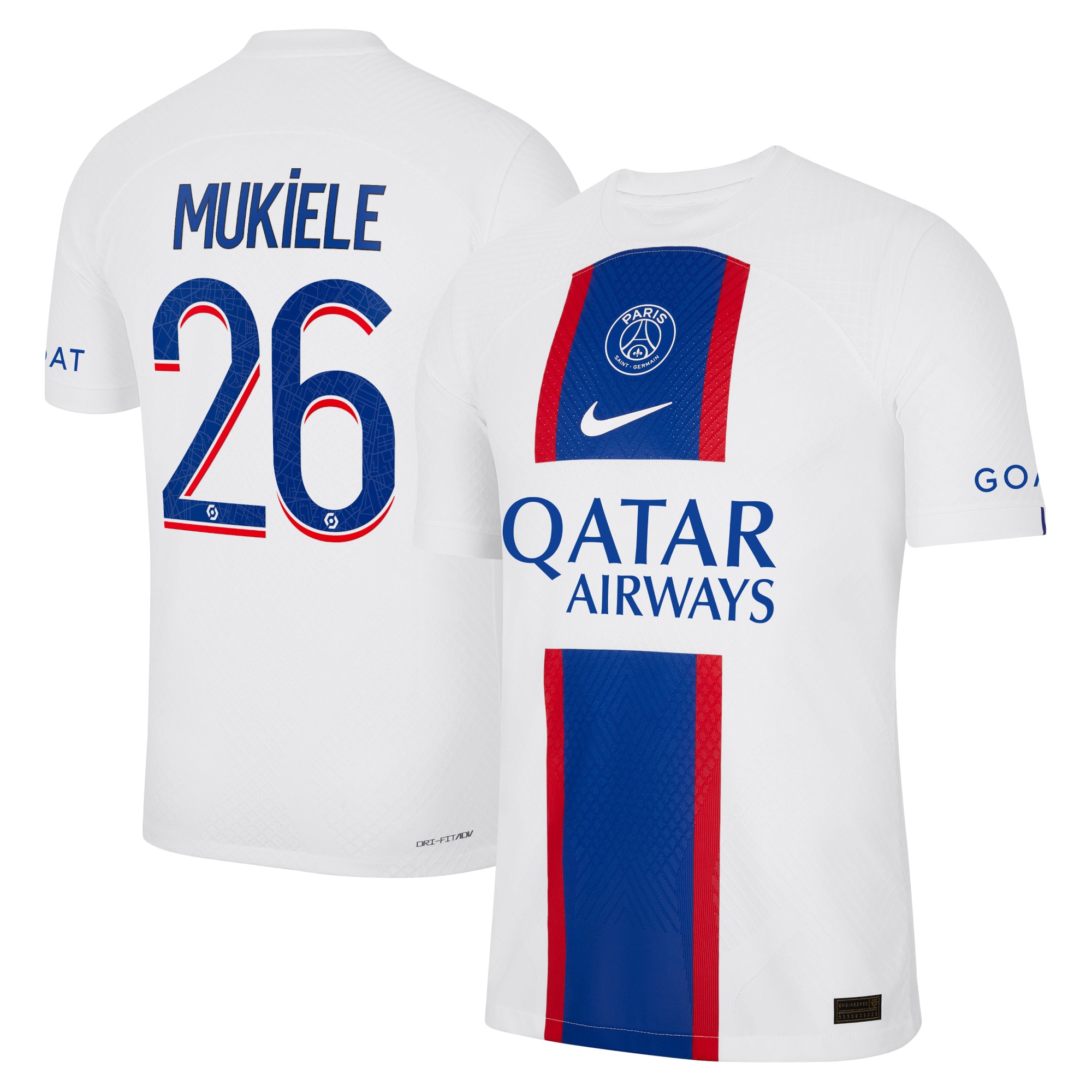 Paris Saint-Germain Third Vapor Match Shirt 2022-23 with Mukiele 26 printing