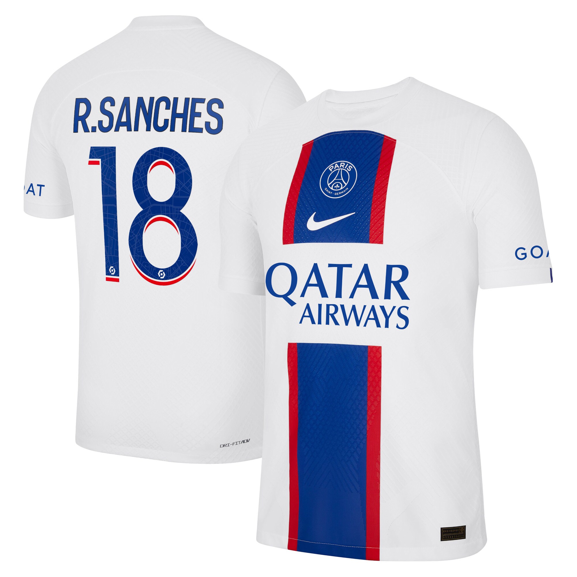 Paris Saint-Germain Third Vapor Match Shirt 2022-23 with R.Sanches 18 printing