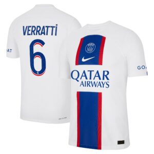 Paris Saint-Germain Third Vapor Match Shirt 2022-23 with Verratti 6 printing