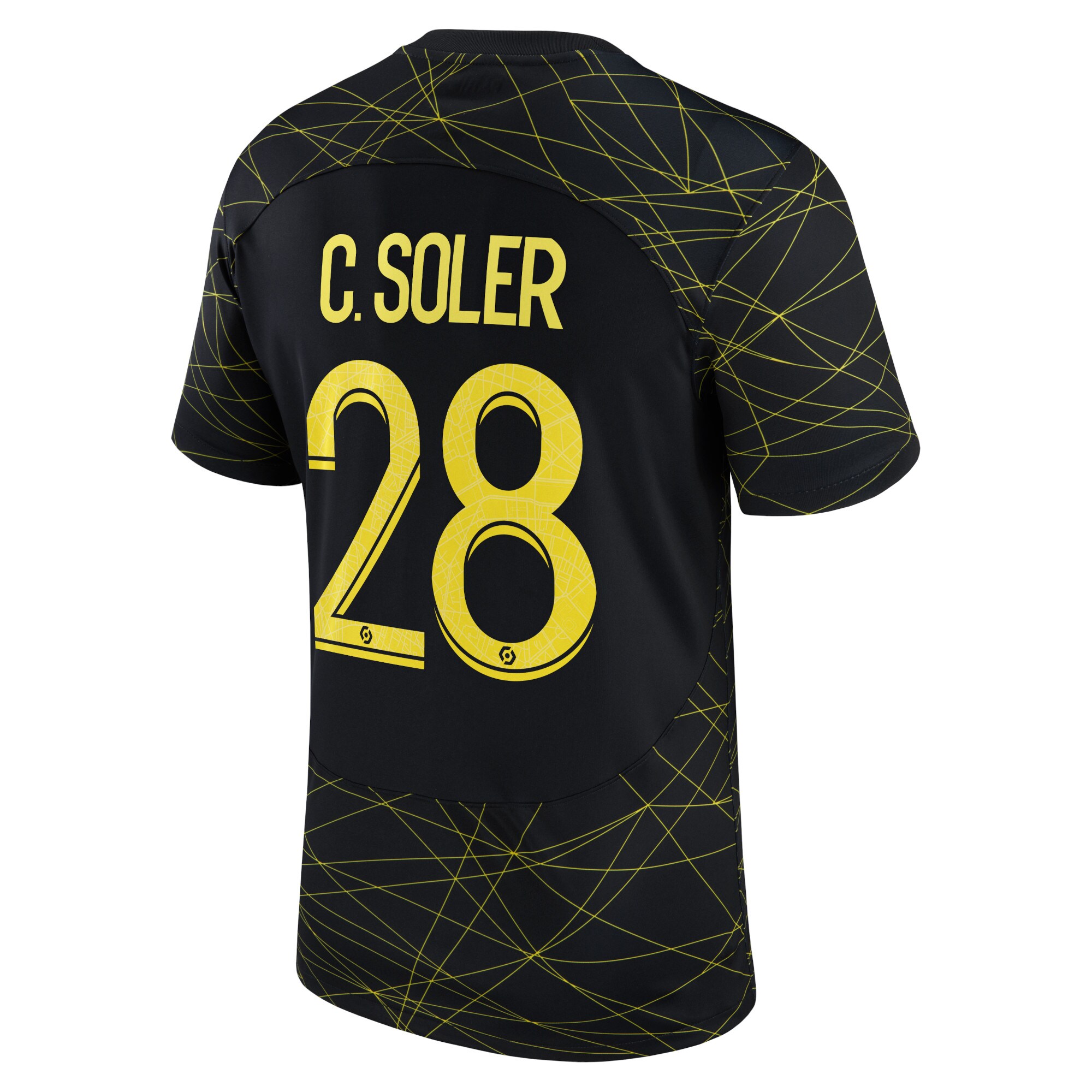 Paris Saint-Germain x Jordan Fourth Stadium Shirt 2022-23 with C. Soler 28 printing