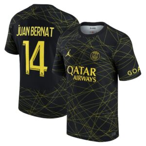 Paris Saint-Germain x Jordan Fourth Stadium Shirt 2022-23 with Juan Bernat 14 printing