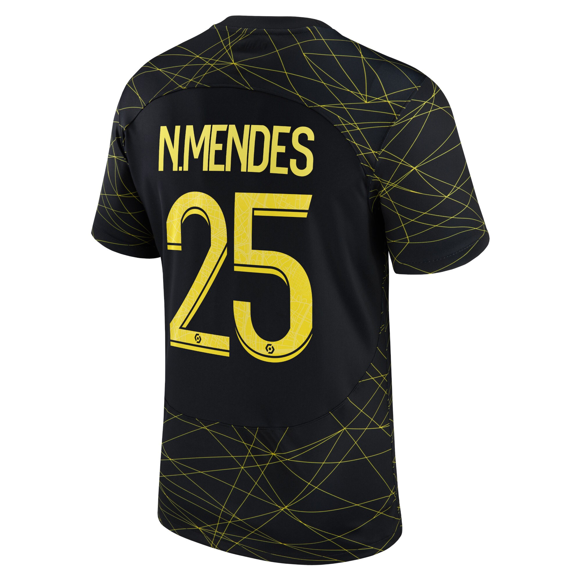 Paris Saint-Germain x Jordan Fourth Stadium Shirt 2022-23 with N.Mendes 25 printing