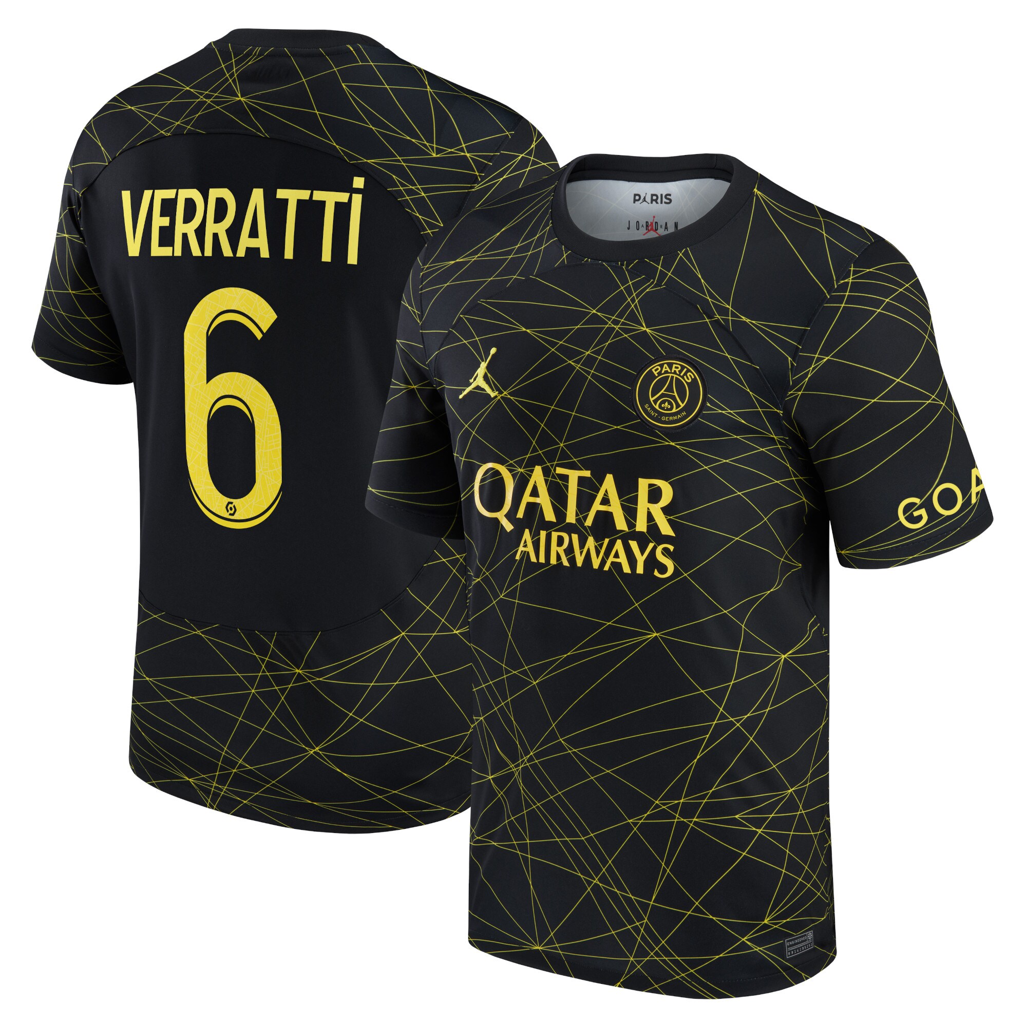 Paris Saint-Germain x Jordan Fourth Stadium Shirt 2022-23 with Verratti 6 printing