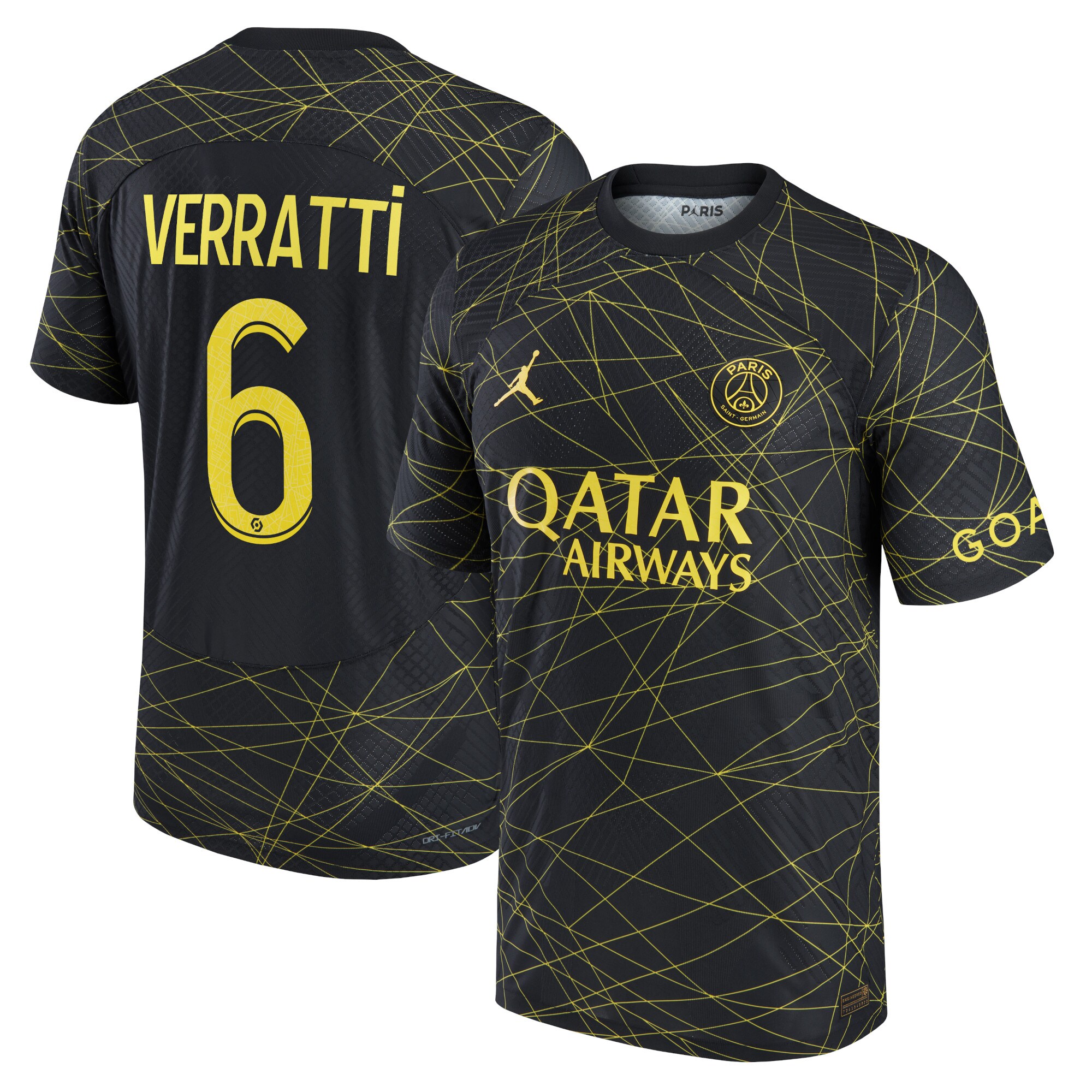 Paris Saint-Germain x Jordan Fourth Vapor Match Shirt 2022-23 with Verratti 6 printing