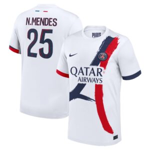 PSG Away Stadium Shirt 2024-2025 with N.Mendes 25 printing