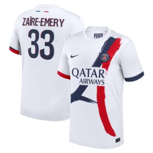 PSG Away Stadium Shirt 2024-2025 with Zaïre-Emery 33 printing