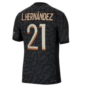 Paris Saint-Germain x Jordan Third Dri-Fit Adv Match Shirt 2023-24 With L.Hernández 21 Printing