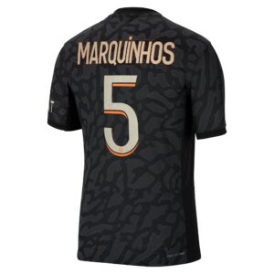 Paris Saint-Germain x Jordan Third Dri-Fit Adv Match Shirt 2023-24 With Marquinhos 5 Printing