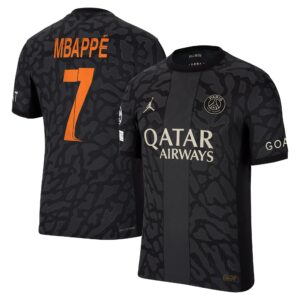 Paris Saint-Germain x Jordan Third Dri-Fit Adv Match Shirt 2023-24 With Mbappé 7 And Champions League Printing And Badges