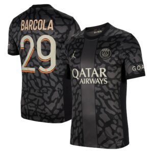 Paris Saint-Germain x Jordan Third Stadium Shirt 2023-24 With Barcola 29 Printing