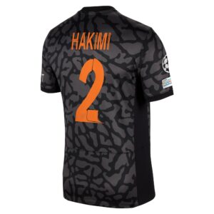 Paris Saint-Germain x Jordan Third Stadium Shirt 2023-24 With Hakimi 2 And Champions League Printing And Badges