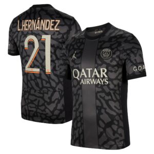Paris Saint-Germain x Jordan Third Stadium Shirt 2023-24 With L.Hernández 21 Printing
