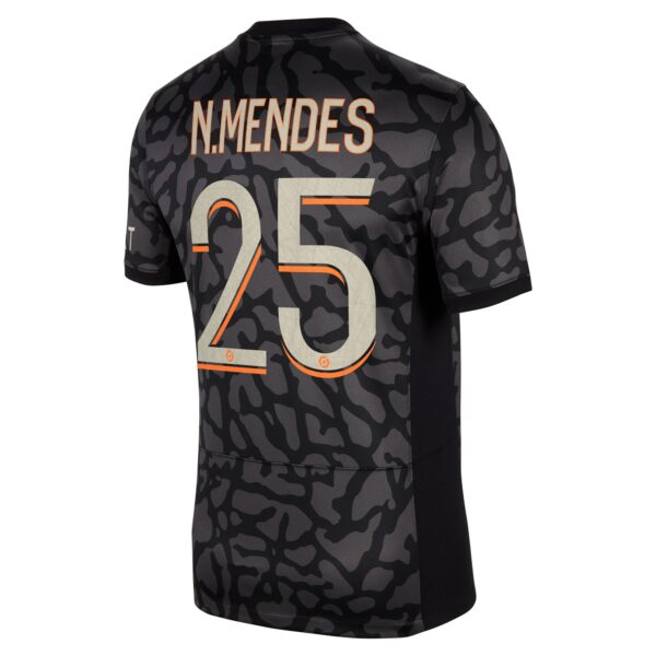 Paris Saint-Germain x Jordan Third Stadium Shirt 2023-24 With N.Mendes 25 Printing