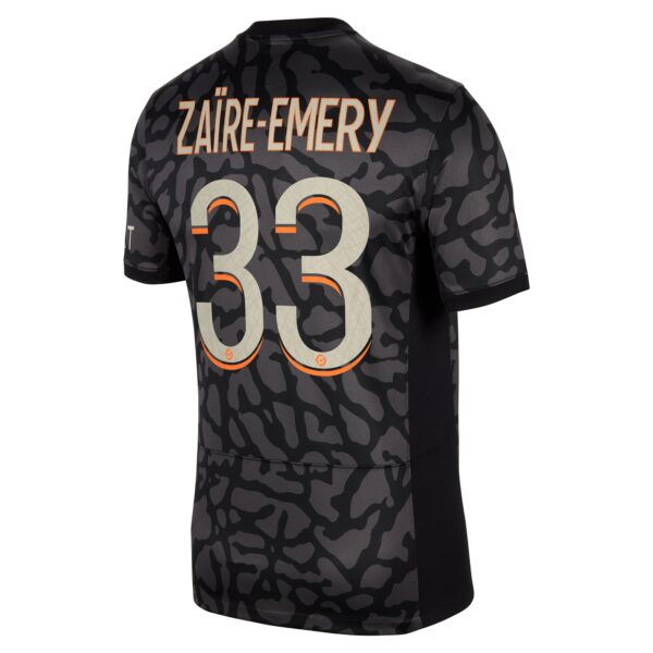 Paris Saint-Germain x Jordan Third Stadium Shirt 2023-24 With Zaïre-Emery 33 Printing