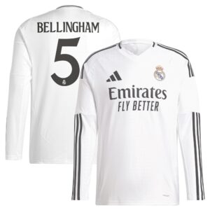 Real Madrid Home Shirt 2024-25 - Long Sleeve with Bellingham 5 printing