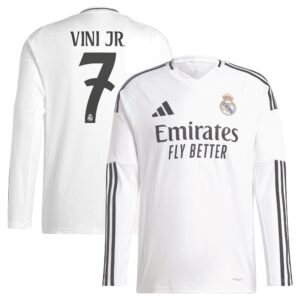 Real Madrid Home Shirt 2024-25 - Long Sleeve with Vini Jr. 7 printing