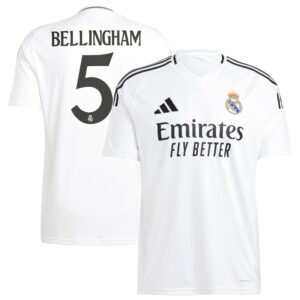 Real Madrid Home Shirt 2024-25 with Bellingham 5 printing