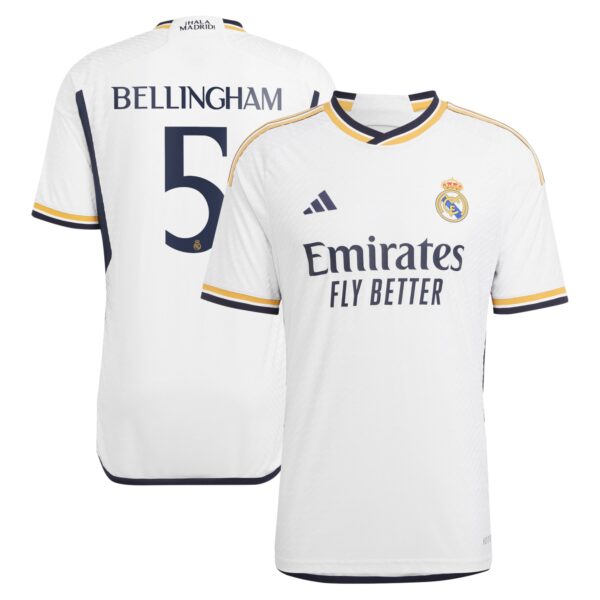 Real Madrid Home Authentic Shirt 2023-24 with Bellingham 5 printing