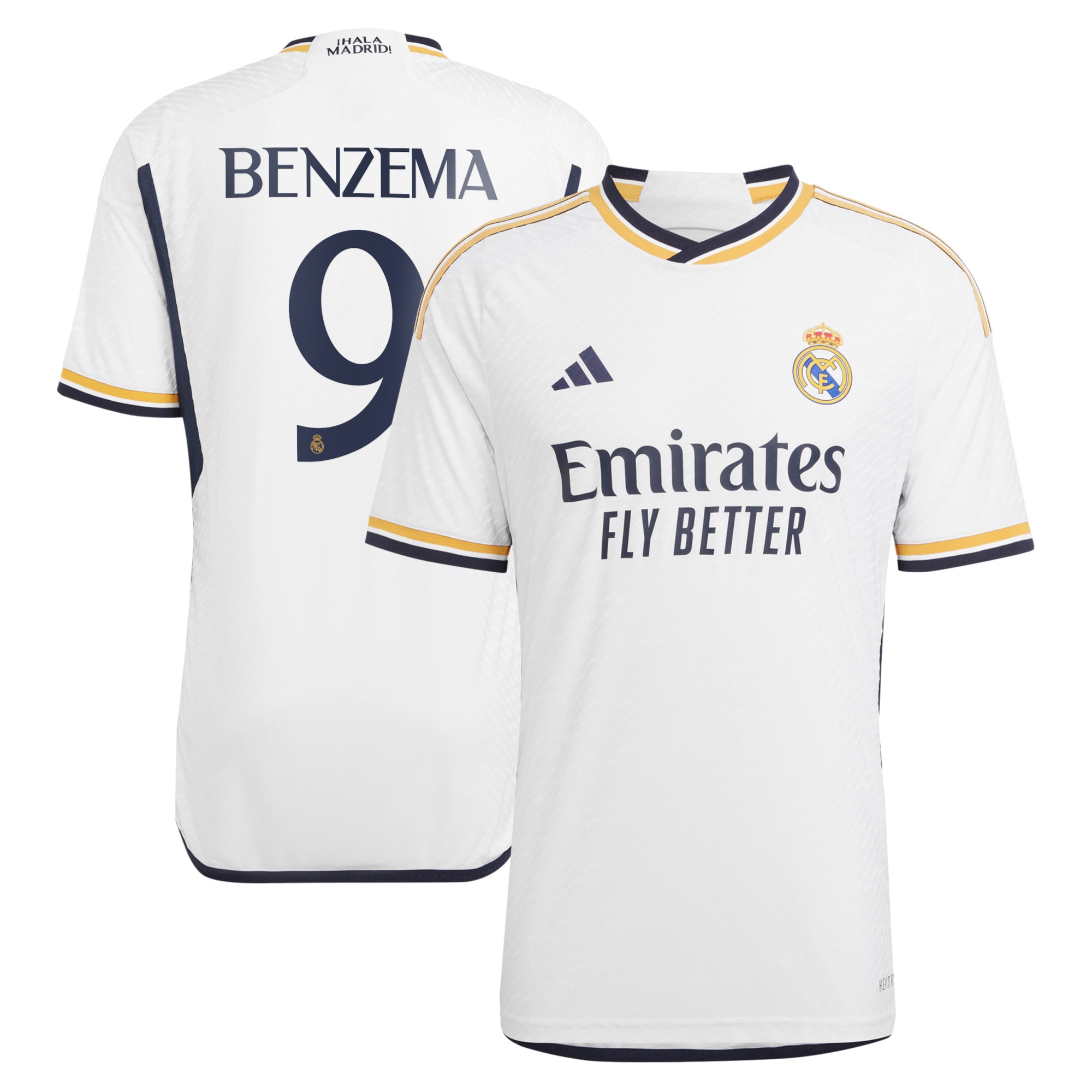 Real Madrid Home Authentic Shirt 2023-24 with Benzema 9 printing