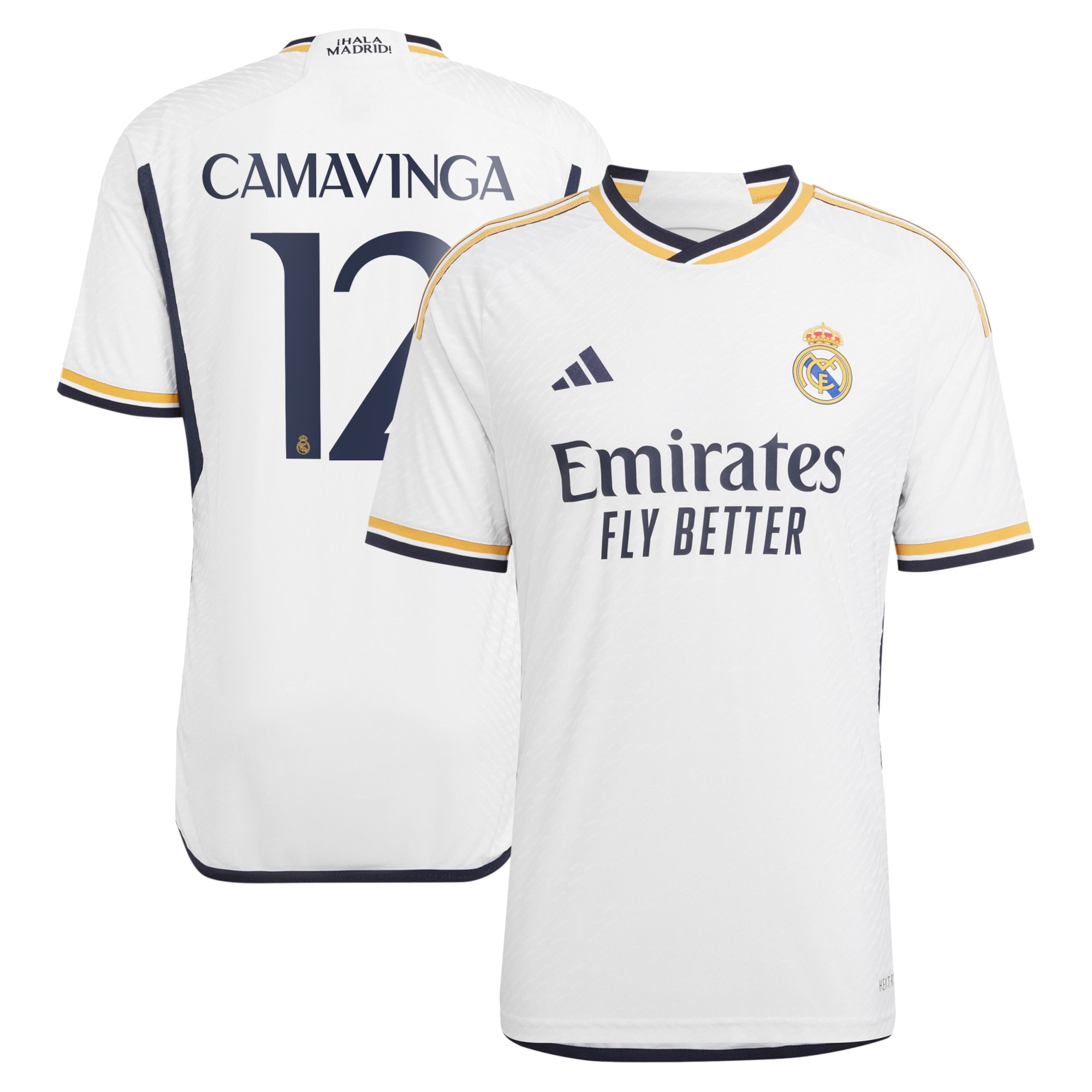 Real Madrid Home Authentic Shirt 2023-24 with Camavinga 12 printing