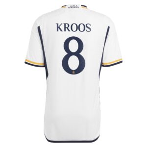 Real Madrid Home Authentic Shirt 2023-24 with Kroos 8 printing