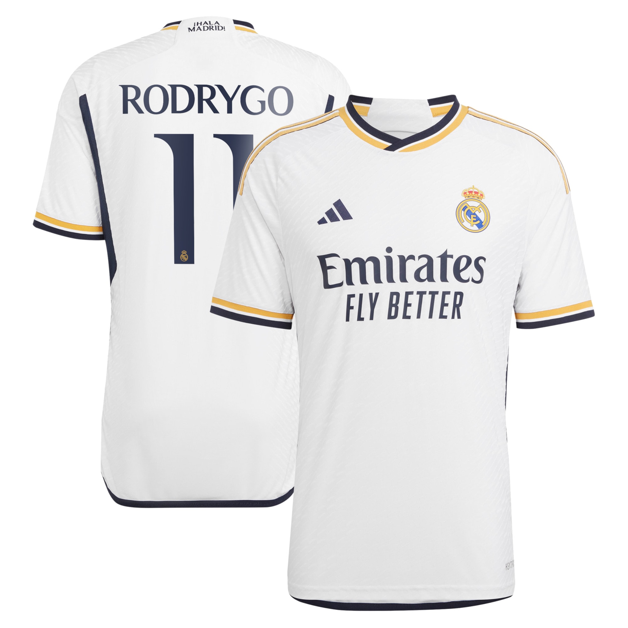 Real Madrid Home Authentic Shirt 2023-24 with Rodrygo 11 printing