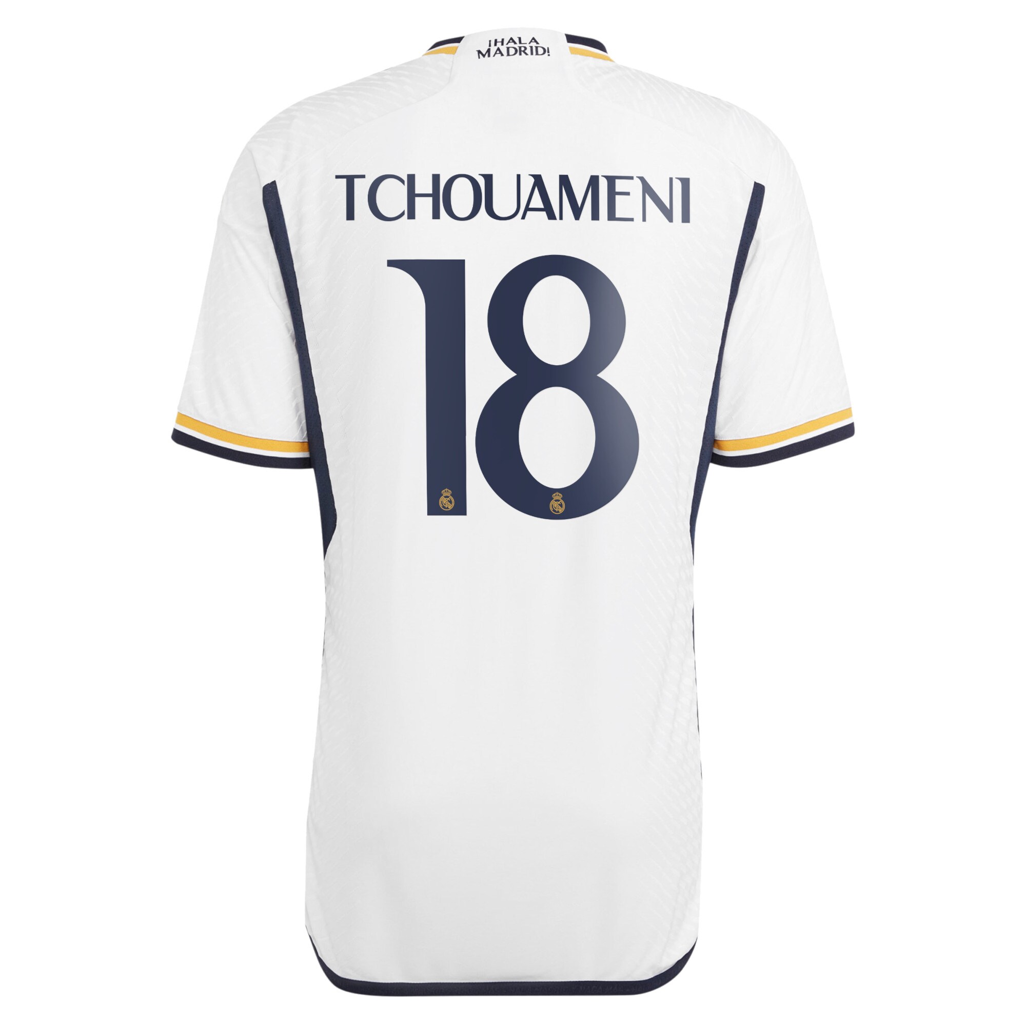 Real Madrid Home Authentic Shirt 2023-24 with Tchouaméni 18 printing