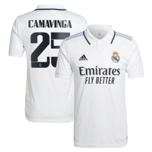 Real Madrid Home Shirt 2022/23 with Camavinga 25 printing