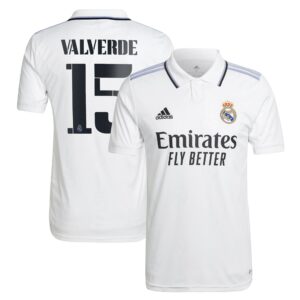 Real Madrid Home Shirt 2022/23 with Valverde 15 printing