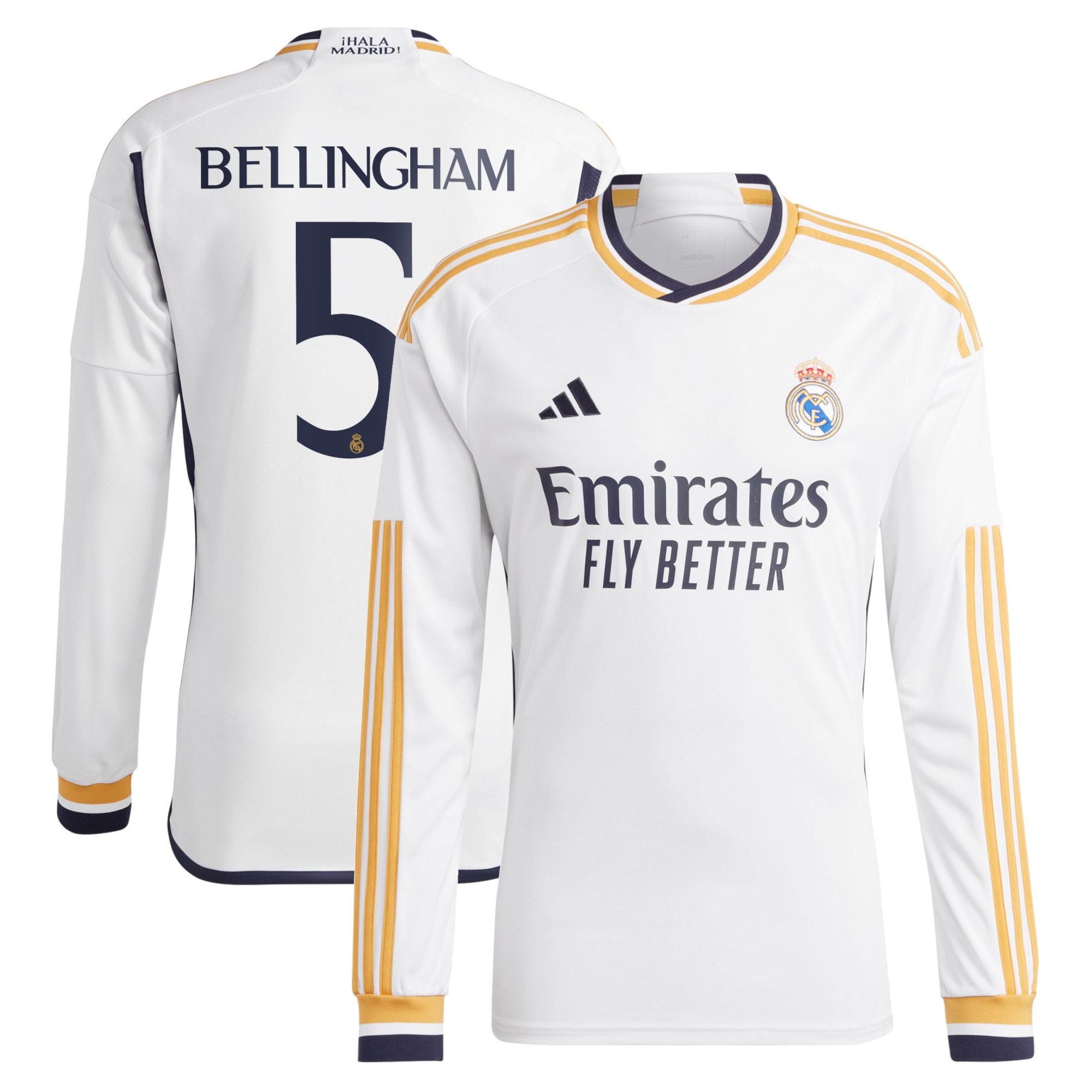 Real Madrid Home Shirt 2023-24 Long Sleeve with Bellingham 5 printing
