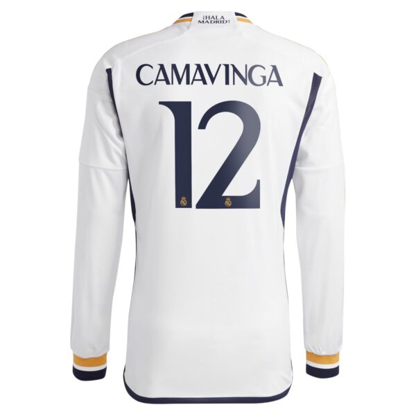 Real Madrid Home Shirt 2023-24 Long Sleeve with Camavinga 12 printing