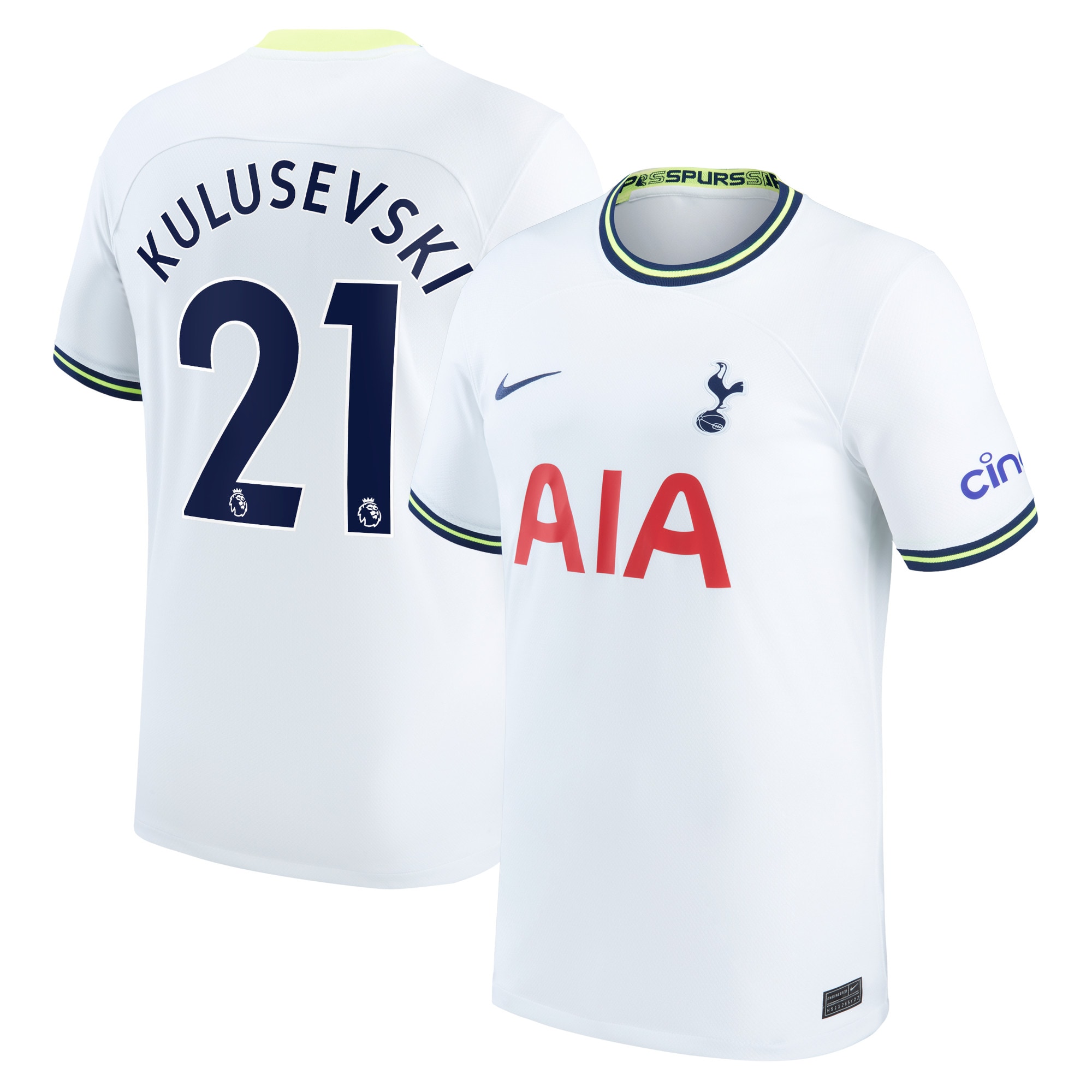 Nike Tottenham Hotspur Home Stadium Shirt 2022-2023 with Kulusevski 21 Printing