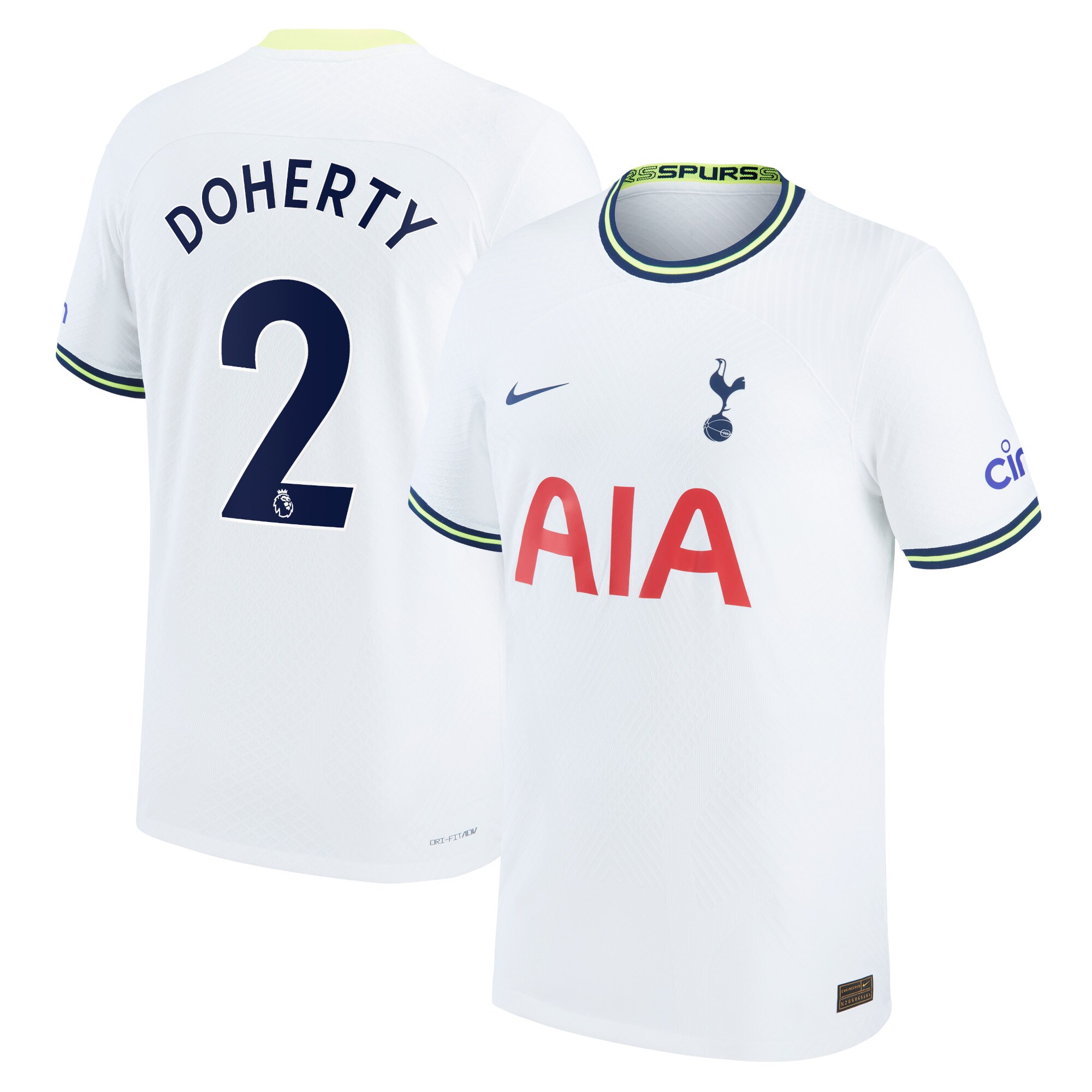 Tottenham Hotspur Home Vapor Match Shirt 2022-2023 with Doherty 2 printing